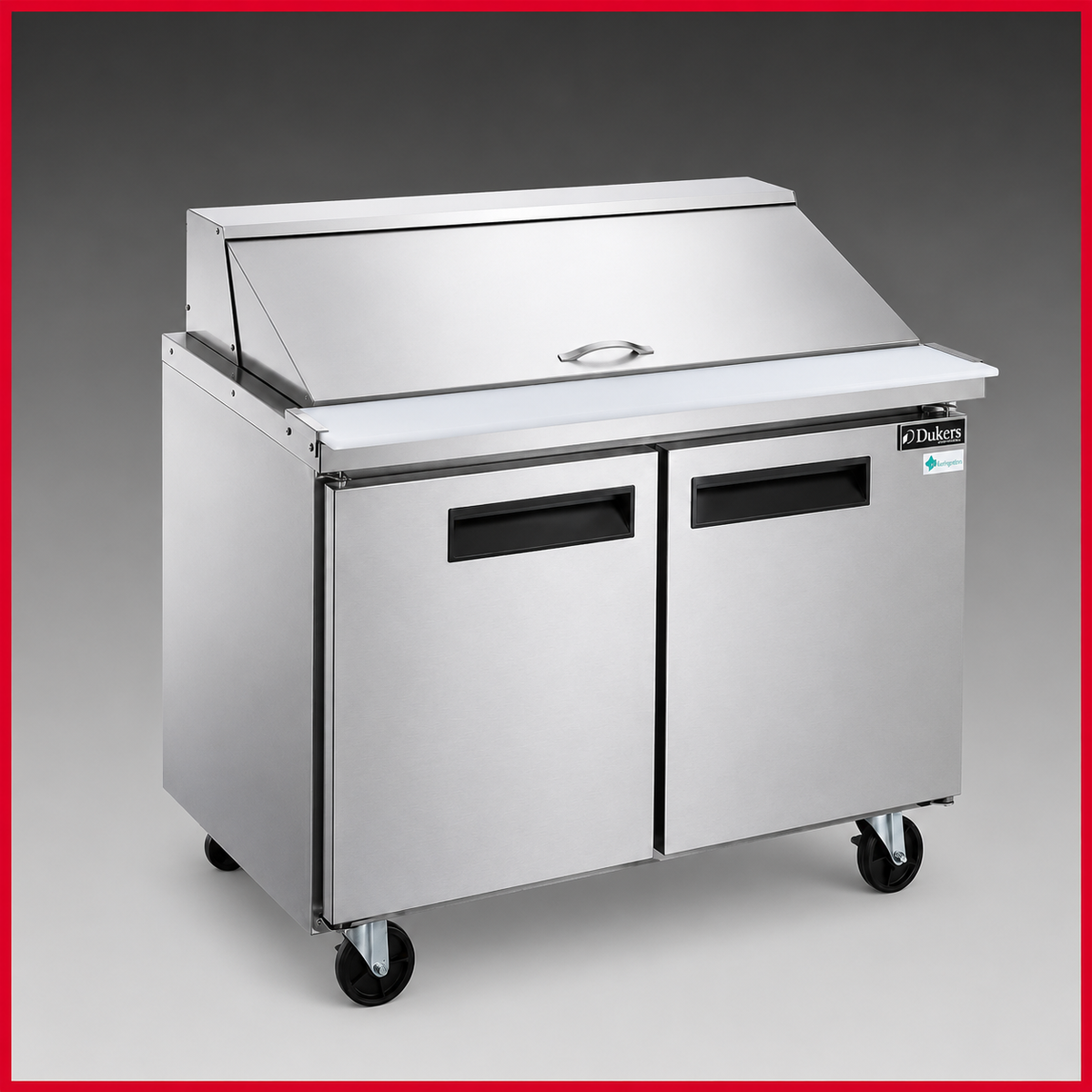 Dukers DSP36-15M-S2 2-Door Commercial Food Prep Table Refrigerator w/ Mega Top