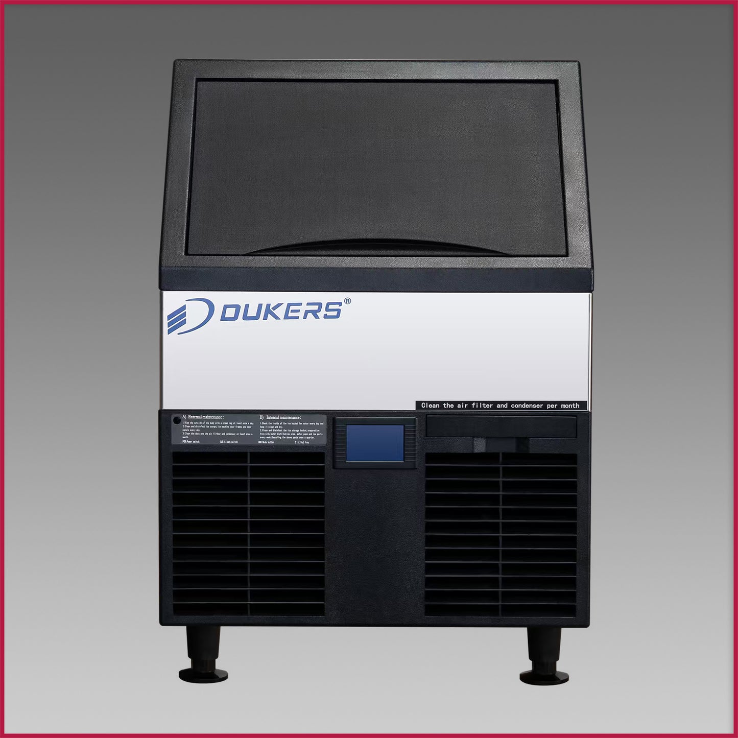 Dukers DIM300 Commercial Ice Machine with 88 lb Storage Bin – 312 lb Daily Production