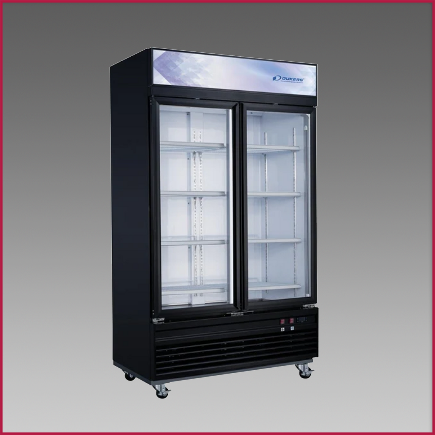 Dukers DSM-41F Commercial Glass Swing 2-Door Merchandiser Freezer
