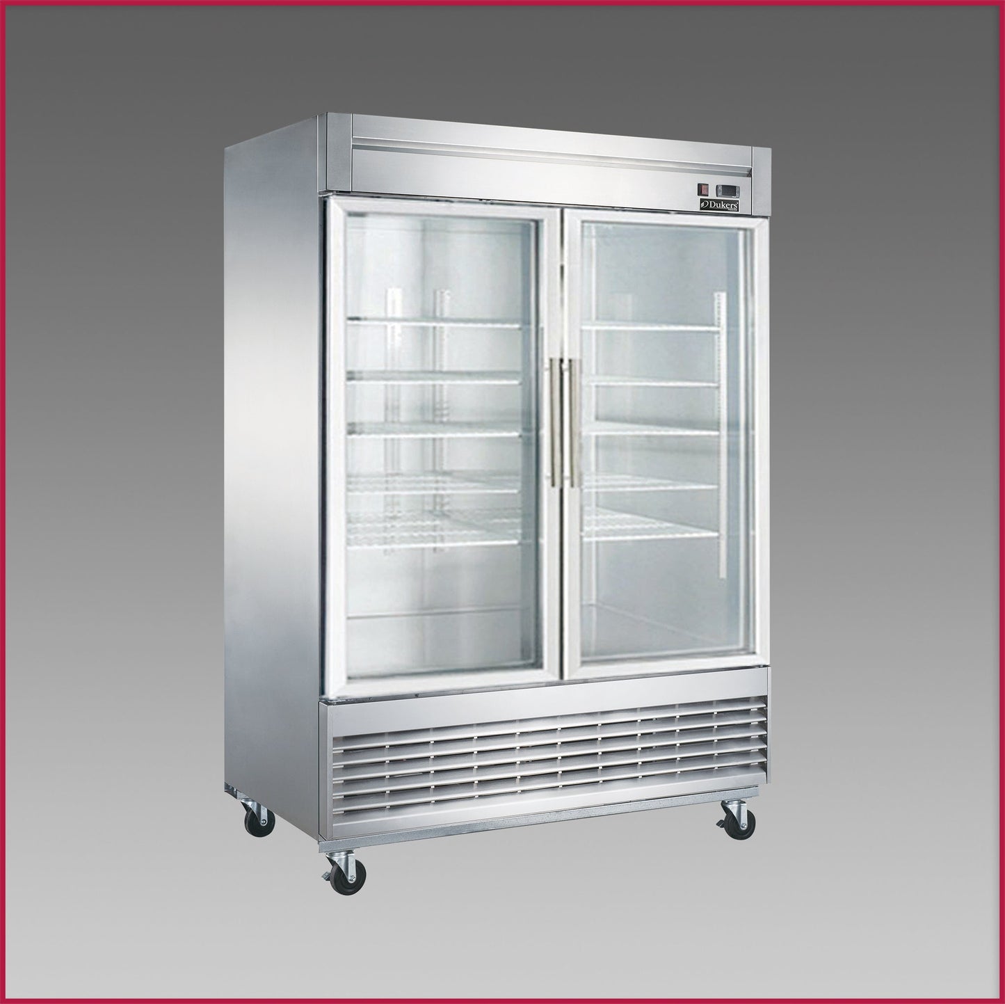 Dukers Double Glass Door Reach In Freezer, Mottom Mount Compressor D55F-GS2