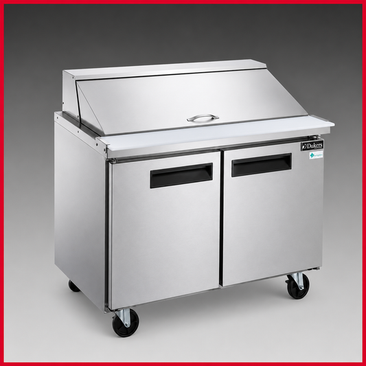 Dukers DSP36-15M-S2 2-Door Commercial Food Prep Table Refrigerator w/ Mega Top