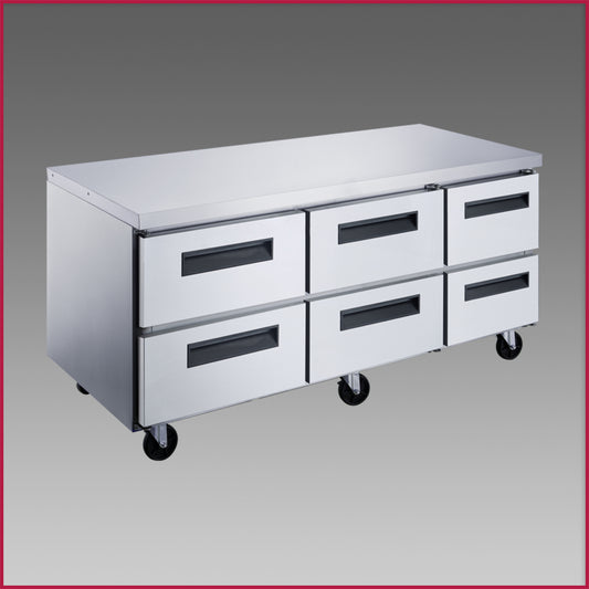 Dukers DUC72R-D6 6-Drawer Undercounter Commercial Refrigerator