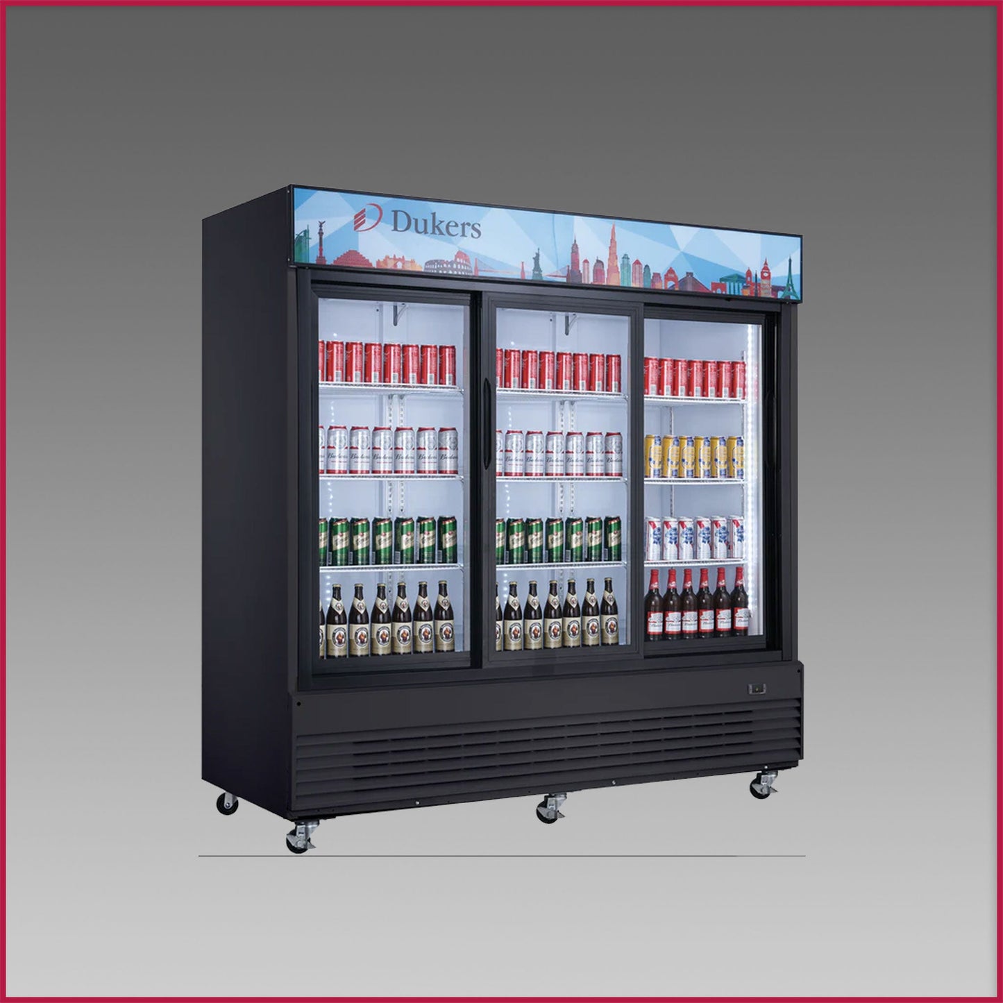 Dukers Three Sliding Door Merchandiser Refrigerator DSM-68SR