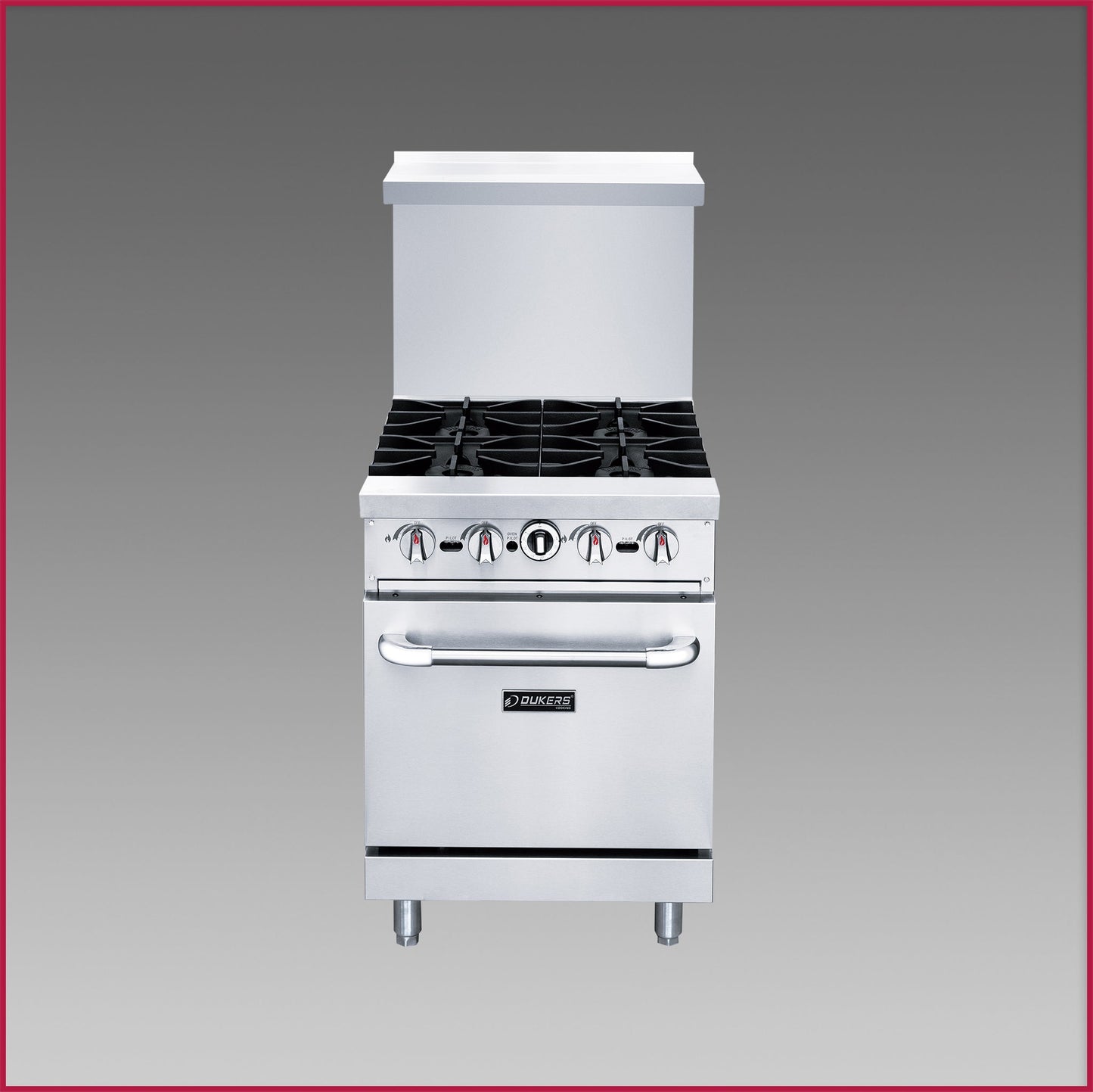 Dukers 4 Burner Gas Oven Range DCR24-4B